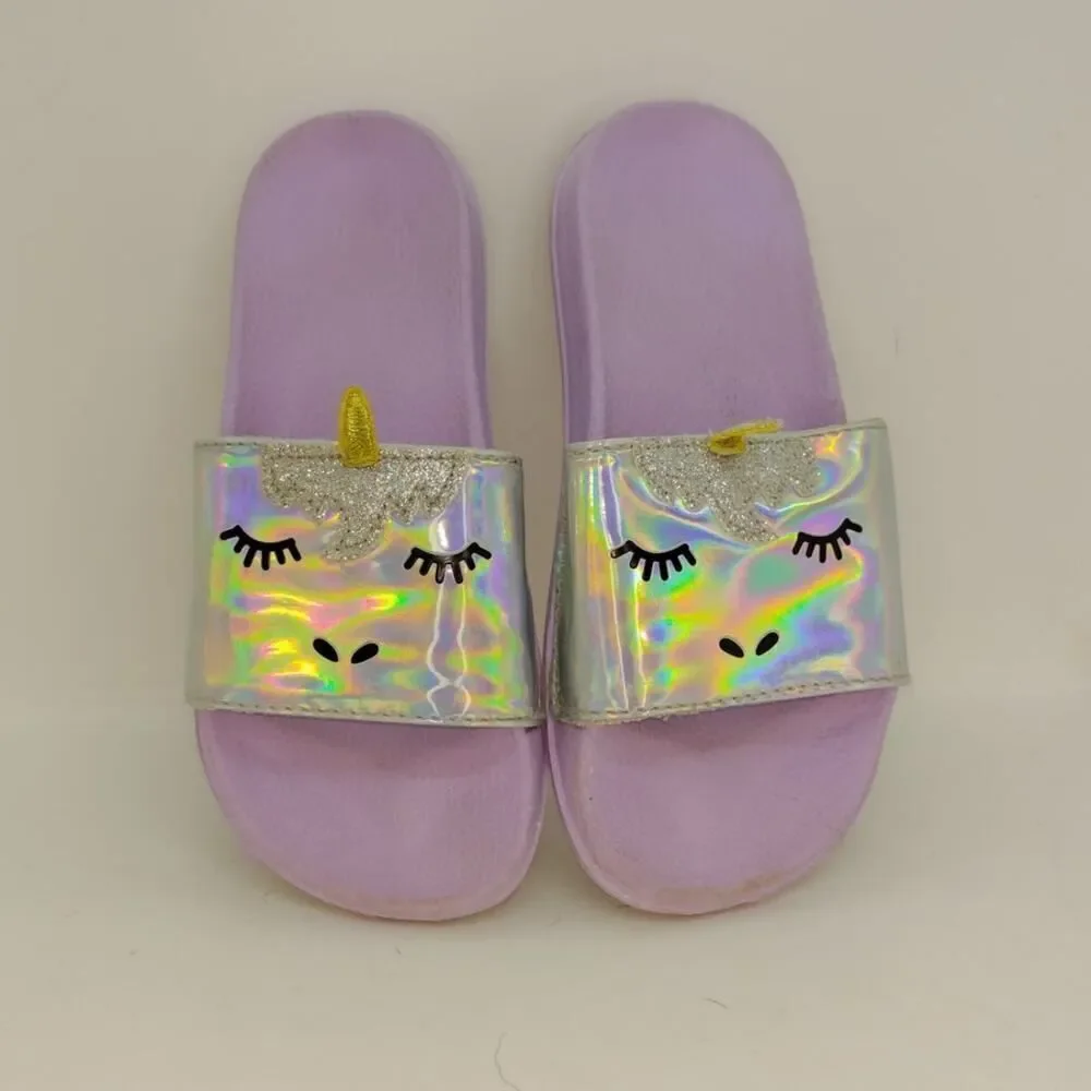 Unicorn Toddler Girls Pre-owned Purple Irridescent Sandals sz. 13/1